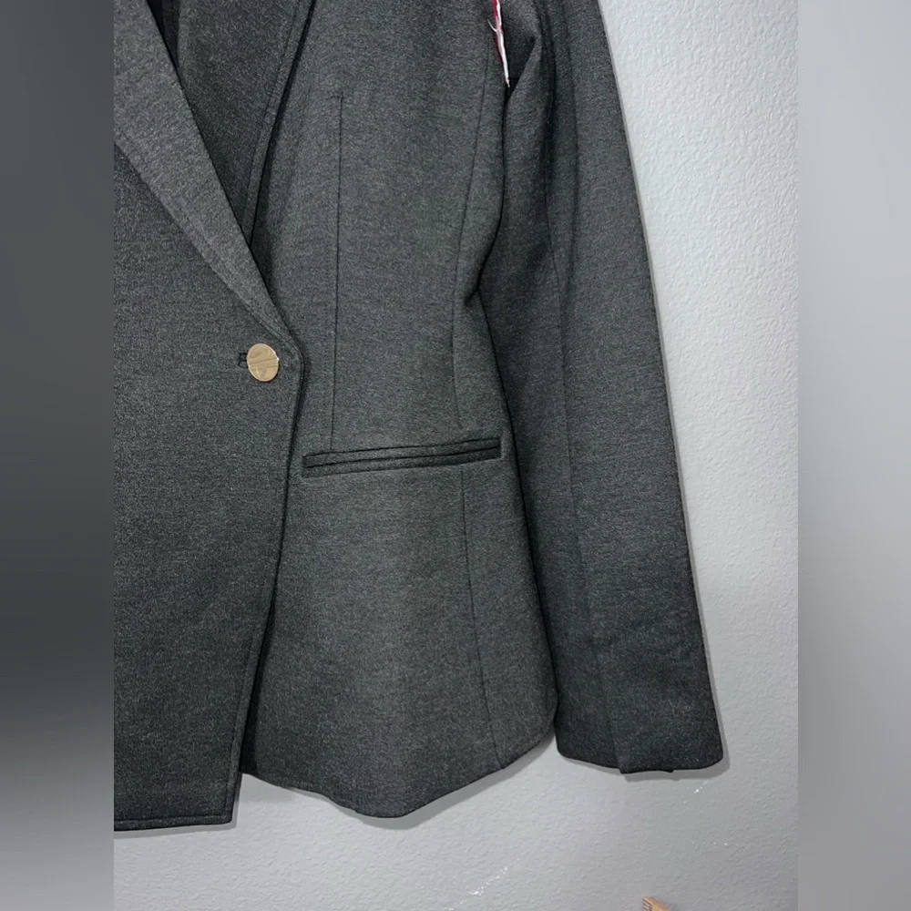 Spanx The Perfect Asymmetrical Blazer Ponte Jacket Gray 20773R Collared S NWT - Picture 4 of 5